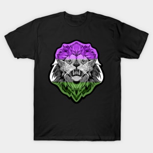 illustrated LION PRIDE series (gender queer pride flag) T-Shirt